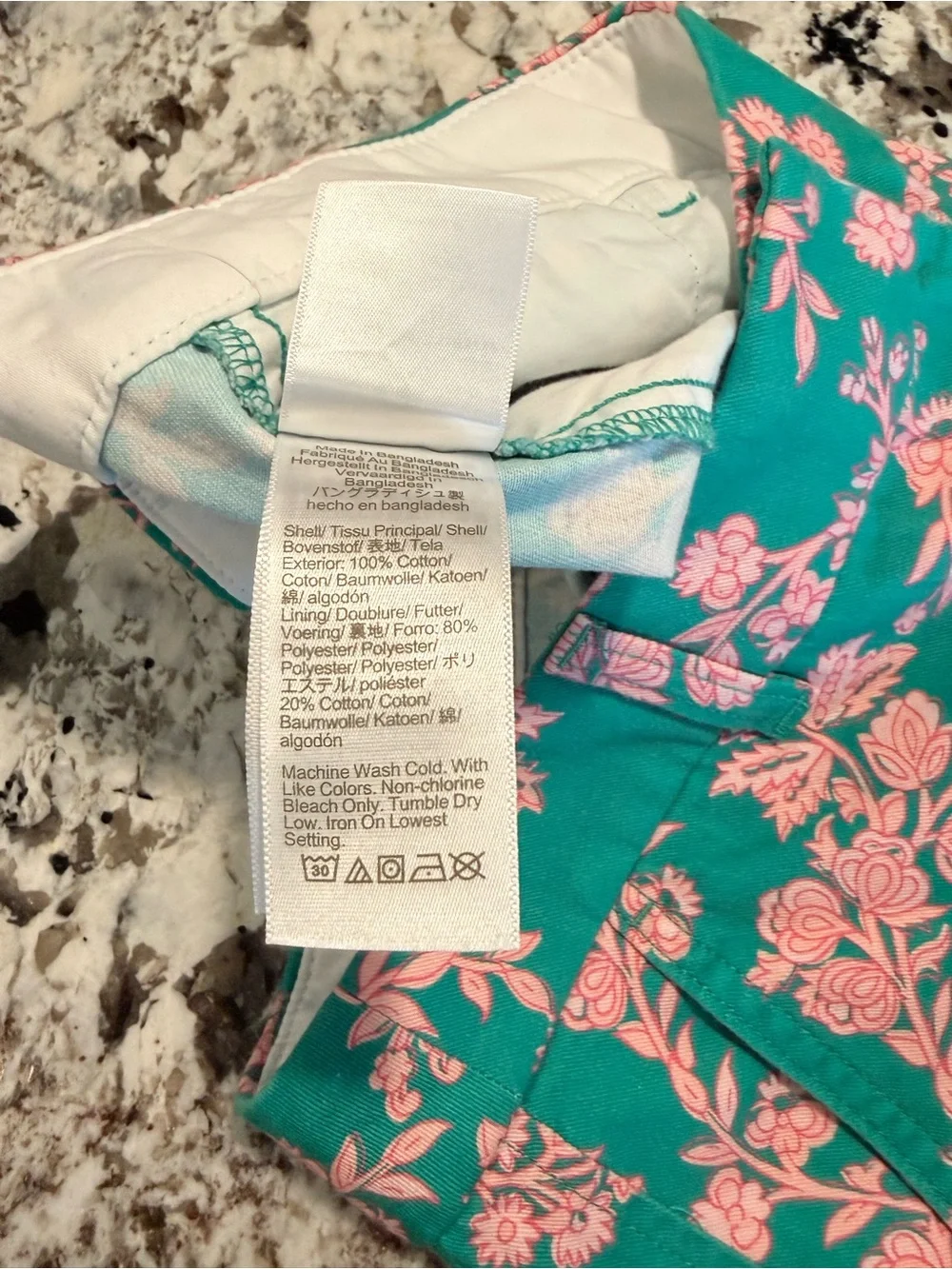 J.Crew Size 4 Green Pink Floral Print Chino Shorts Preppy Resort